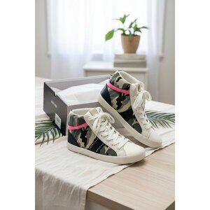 Nine West Stunnah Womens Size 9M NEW High Top Sneakers Green Camo Lace Up